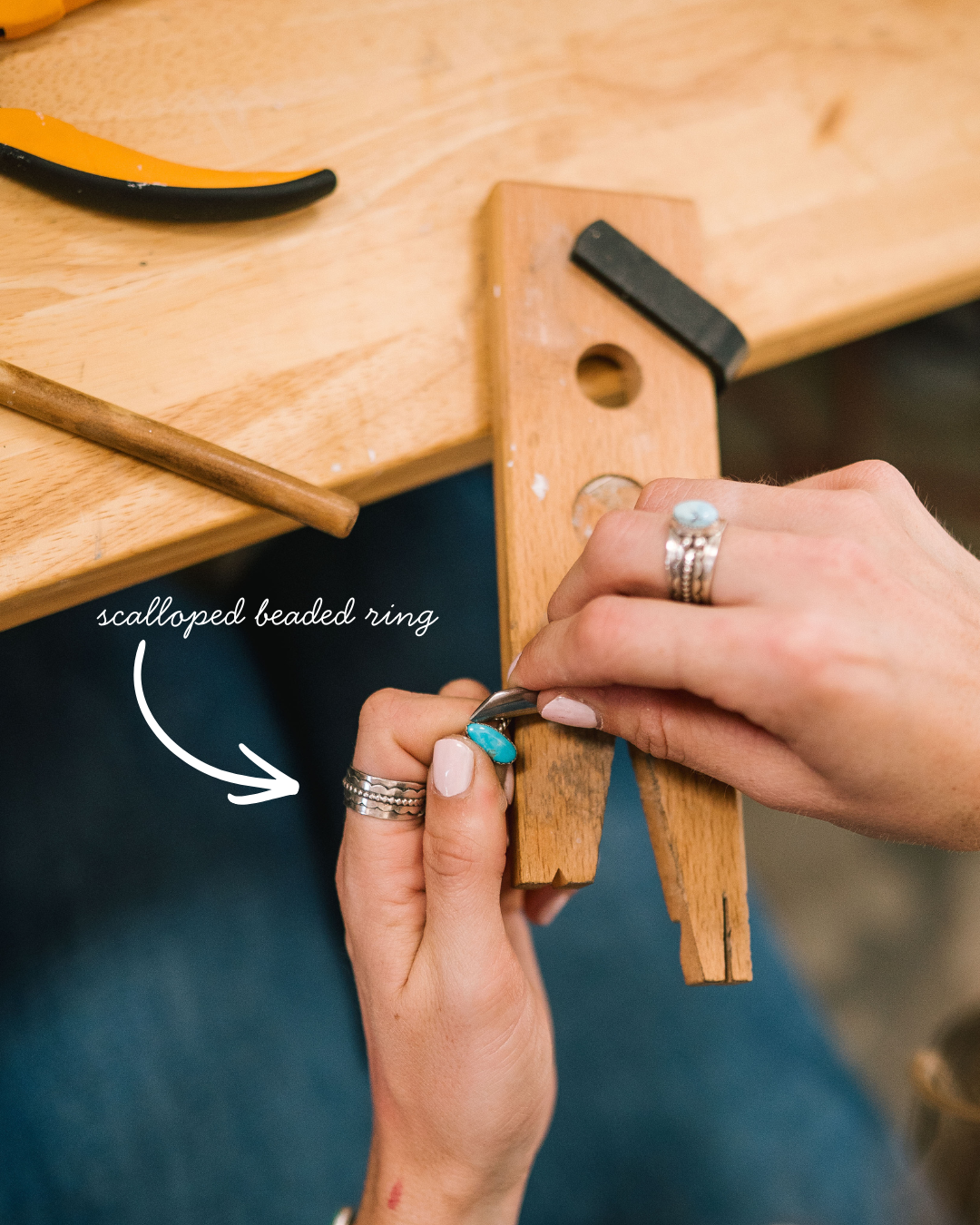 Scalloped Beaded Ring